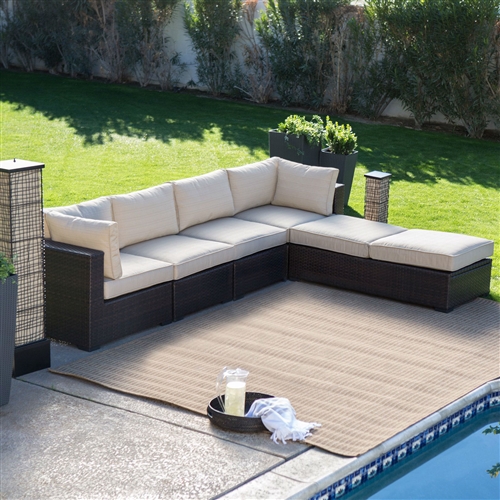 Outdoor Wicker Resin 6-Piece Sectional Sofa Patio Furniture