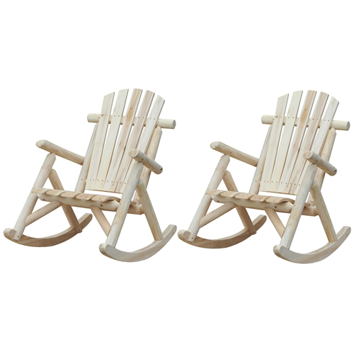 FarmHouse Classical Fir Wood Rocking Adirondack Chair Natural - Set of ...