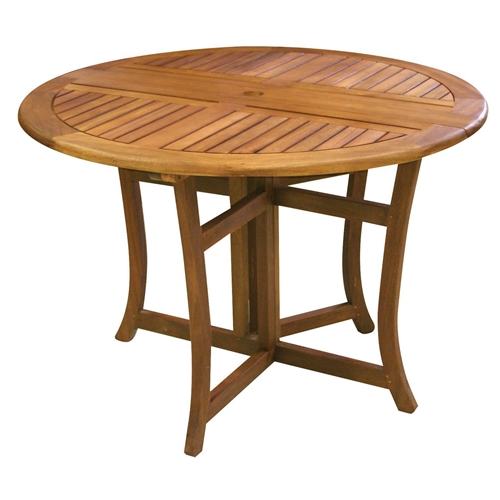 Outdoor Folding Wood Patio Dining Table 43-inch Round with 