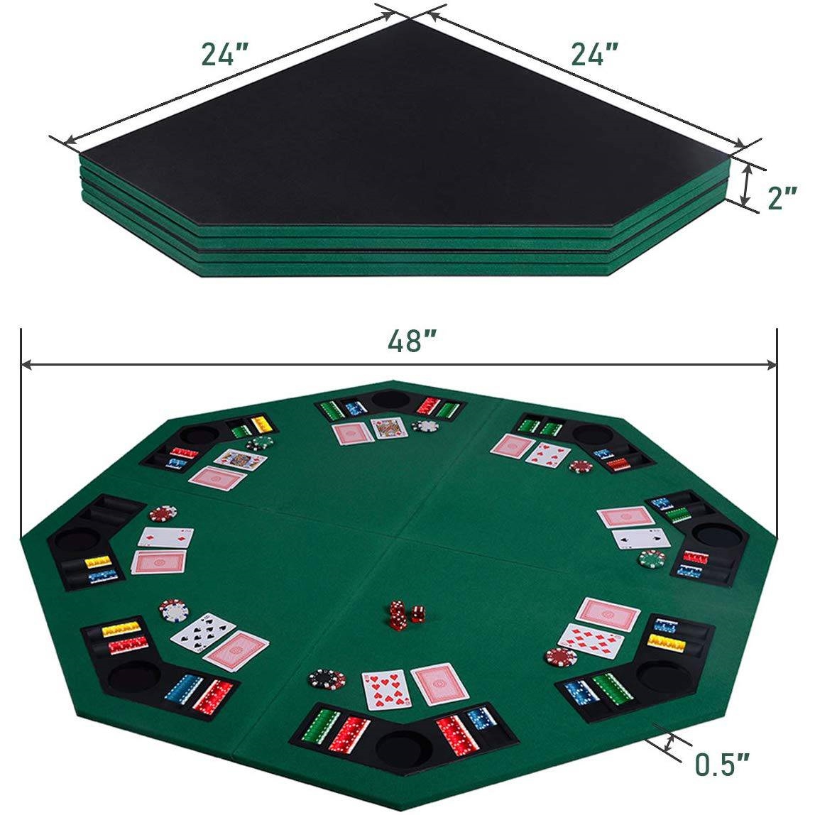 Nova Microdermabrasion 48 Folding Poker Table Top Green Octagon 8 Player Texas Holdem Poker Card Game Tabletop W//Poker Chips Set