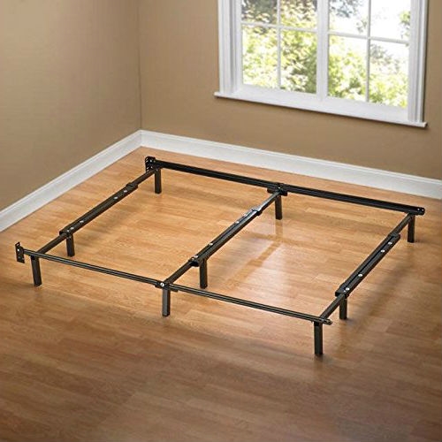 King Size 9 Leg Adjustable Metal Bed, Adjustable Queen King Size Metal Bed Frame With Headboard