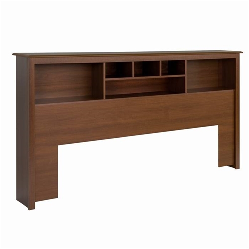 King Size Bookcase Headboard With Adjustable Shelf In Cherry