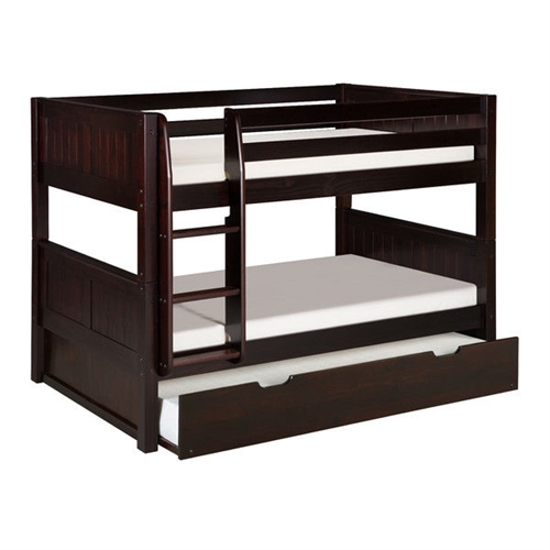 Solid Wood Modern Twin over Twin Bunk Bed with Trundle in Cappuccino ...