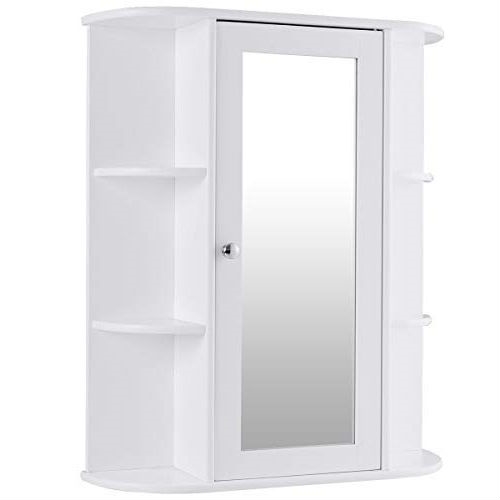 White Bathroom Wall Mounted Medicine Cabinet With Storage Shelves Fastfurnishings Com - Grey Bathroom Wall Cabinets Argos