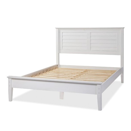 Contemporary White Solid Pine Platform, White Solid Pine Bed Frame